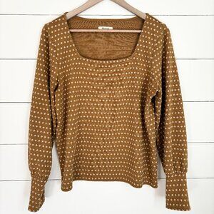 Madewell women’s adorable mustard with small pattern long sleeve top